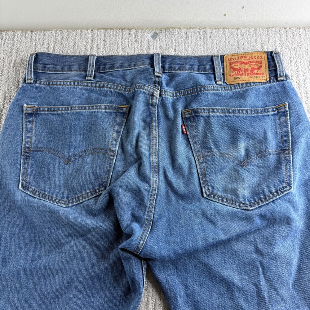 Levis 505 Regular Fit Straight Leg Jeans Mens Size 38x29 Blue Denim 505-0216 - Picture 4 of 8